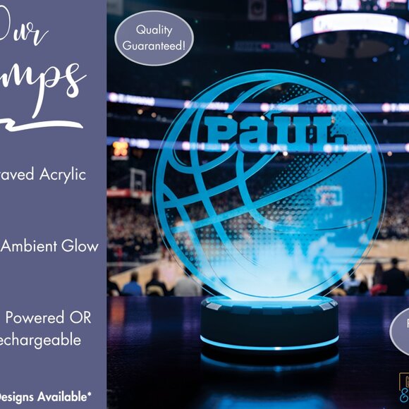 Basketball Night Light – Personalized LED Lamp for Athletes & Fans - Picture 3 of 8